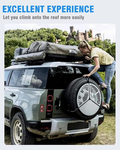 سلم عجلة احتياطي محمول عالمي غير قابل للانزلاق مناسب للشاحنة وسيارات الدفع الرباعي والبيك أب مع مشدود حبل مناسب لعجلة مقاس 24 بوصة - 35 بوصة in Kuwait