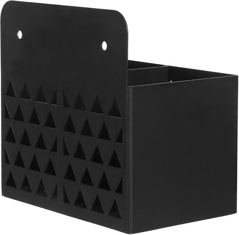 MyGift Wall Mounted Modern Black Metal Dry Erase Marker Holder with Triangle Cutout Design, 2 Compartment Office Supplies Storage Bin Organizer, Desktop Pen Pencil Holder in Saudi Arabia