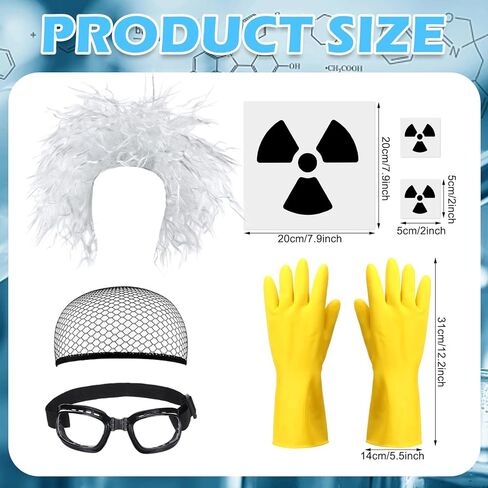 مجموعة أزياء الهالوين العودة إلى المستقبل مكونة من 7 قطع تتضمن نظارات شعر مستعار وقفازات صفراء وملصقات، إكسسوارات زي عطلة دوك للبالغين، ملابس الهالوين التنكرية وديكورات الحفلات in Kuwait