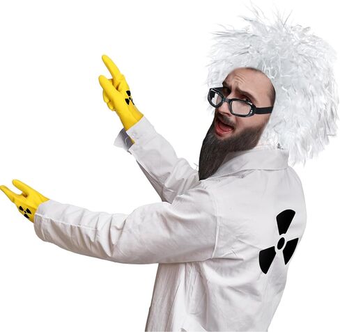 مجموعة أزياء الهالوين العودة إلى المستقبل مكونة من 7 قطع تتضمن نظارات شعر مستعار وقفازات صفراء وملصقات، إكسسوارات زي عطلة دوك للبالغين، ملابس الهالوين التنكرية وديكورات الحفلات in Kuwait