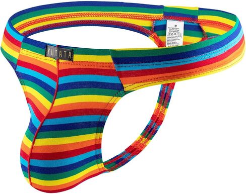 Faringoto Mens Jockstrap Underwear Low Waist Striped U Convex Thong 4Pack in Saudi Arabia