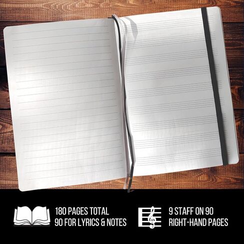 Songmaster Songwriter Journal مقاس 5x8 بوصة • دفتر ملاحظات للموسيقى مصنوع من الجلد النباتي من Crazy Horse • 180 صفحة بغلاف مقوى للموسيقى، مخطوطة ورقية، دفتر ملاحظات ورقي، مجلة الموسيقى، 150 درسًا مجانيًا في iVideosongs in Saudi Arabia
