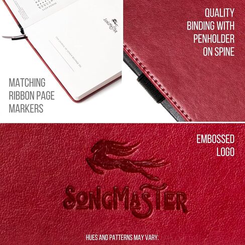 Songmaster Songwriter Journal مقاس 5x8 بوصة • دفتر ملاحظات للموسيقى مصنوع من الجلد النباتي من Crazy Horse • 180 صفحة بغلاف مقوى للموسيقى، مخطوطة ورقية، دفتر ملاحظات ورقي، مجلة الموسيقى، 150 درسًا مجانيًا في iVideosongs in Saudi Arabia