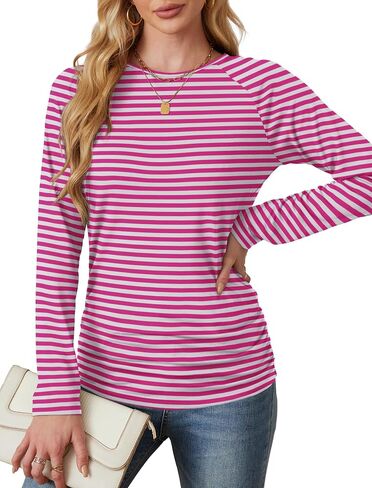 Saloogoe Womens Long Sleeve Shirts Dressy Casual Tops Crewneck Pleated Buttom Shirt in Saudi Arabia