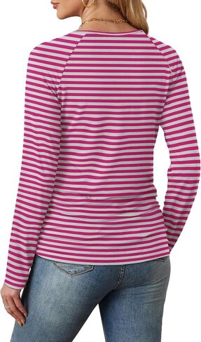 Saloogoe Womens Long Sleeve Shirts Dressy Casual Tops Crewneck Pleated Buttom Shirt in Saudi Arabia