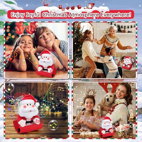 سانتا كلوز الموسيقية ركوب مزلقة الغناء الرقص الكهربائية عيد الميلاد سانتا محشوة الحيوان مع خدود مضيئة، يهز الرأس، لعبة أفخم لينة الدمى المتحركة التفاعلية الديكور هدايا عيد الميلاد in Kuwait