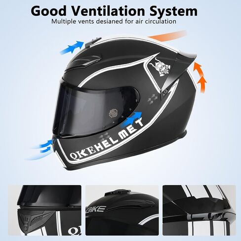 QK111 Compact Lightweight Full Face Motorcycle Street Bike Helmet with Extra Tinted Visor DOT Approved in Saudi Arabia