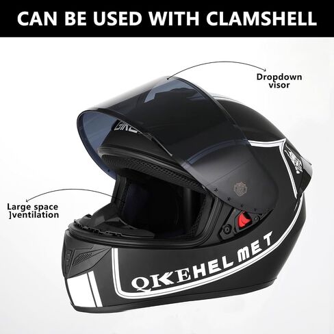 QK111 Compact Lightweight Full Face Motorcycle Street Bike Helmet with Extra Tinted Visor DOT Approved in Saudi Arabia