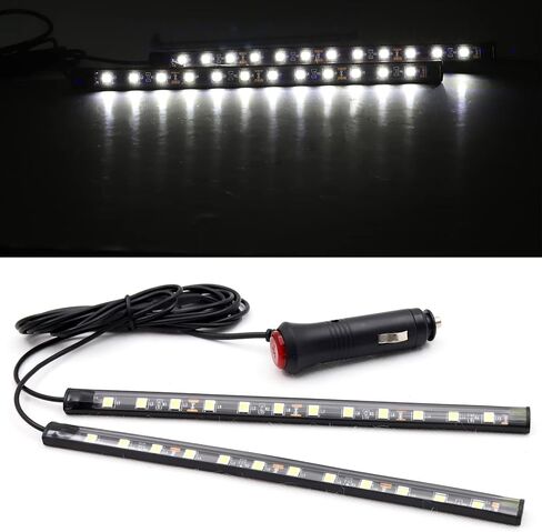 طقم إضاءة محيطة للسيارة مكون من قطعتين مع ولاعة سجائر، مصابيح LED 12 فولت للسيارة LED ضوء داخلي DRL شريط ضوء النهار مقاوم للماء للقيادة مصباح الضباب RGB أضواء الجو (أزرق) in Saudi Arabia