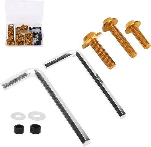 Universal Fairing Bolts Kit, 158 Pcs M5 M6 Motorcycle Windscreen Screws Fasteners Mounting Kits Washers Nuts Screws Clips for Sport Bikes(Gold) in Saudi Arabia