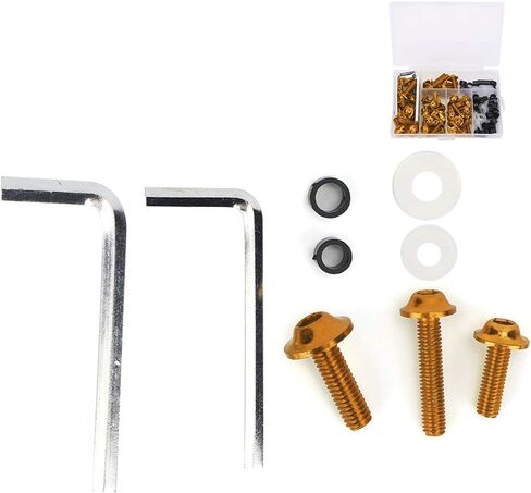 Universal Fairing Bolts Kit, 158 Pcs M5 M6 Motorcycle Windscreen Screws Fasteners Mounting Kits Washers Nuts Screws Clips for Sport Bikes(Gold) in Saudi Arabia