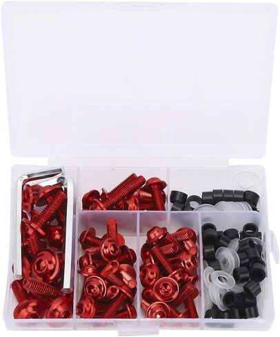 Universal Fairing Bolts Kit, 158 Pcs M5 M6 Motorcycle Windscreen Screws Fasteners Mounting Kits Washers Nuts Screws Clips for Sport Bikes(Gold) in Saudi Arabia