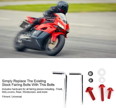 Universal Fairing Bolts Kit, 158 Pcs M5 M6 Motorcycle Windscreen Screws Fasteners Mounting Kits Washers Nuts Screws Clips for Sport Bikes(Gold) in Saudi Arabia