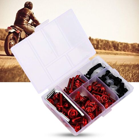 Universal Fairing Bolts Kit, 158 Pcs M5 M6 Motorcycle Windscreen Screws Fasteners Mounting Kits Washers Nuts Screws Clips for Sport Bikes(Gold) in Saudi Arabia