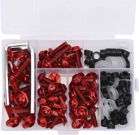 Universal Fairing Bolts Kit, 158 Pcs M5 M6 Motorcycle Windscreen Screws Fasteners Mounting Kits Washers Nuts Screws Clips for Sport Bikes(Gold) in Saudi Arabia