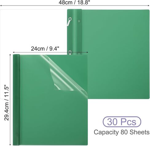 PATIKIL Plastic Report Covers with Prong, 30 Pcs 80 Sheet Capacity Clear Front Presentation Binders with 3 Metal Prong Fasteners Report Folder for Resume Documents Files Letter, Black in Saudi Arabia