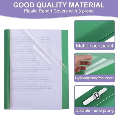 PATIKIL Plastic Report Covers with Prong, 30 Pcs 80 Sheet Capacity Clear Front Presentation Binders with 3 Metal Prong Fasteners Report Folder for Resume Documents Files Letter, Black in Saudi Arabia