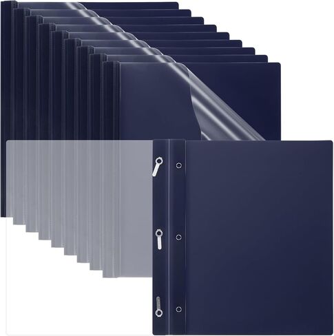 PATIKIL Plastic Report Covers with Prong, 30 Pcs 80 Sheet Capacity Clear Front Presentation Binders with 3 Metal Prong Fasteners Report Folder for Resume Documents Files Letter, Black in Saudi Arabia