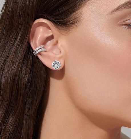 Rose Flower Stud Earrings 925 Sterling Silver Gold Plated Cubic Zirconia Earrings for Women in Saudi Arabia