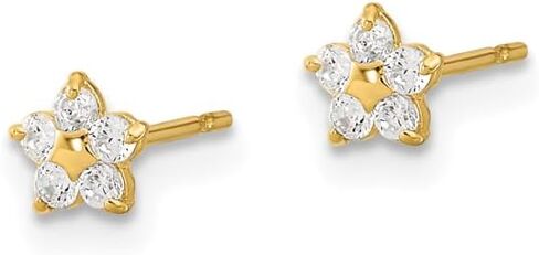 14K الصلبة الذهب الأصفر مكعب زركونيا تشيكوسلوفاكيا ستار أقراط in Kuwait