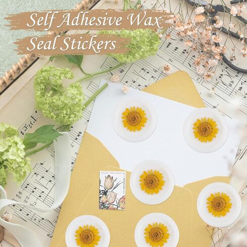 30 Pcs Dry Floral Wax Seal Stickers, Pink Floral Envelope Seals, Self Adhesive Dried Flower Wax Seal for Wedding Invitations, Gift Wrap, Bridal Shower Party (Pink Baby's Breath) in Saudi Arabia