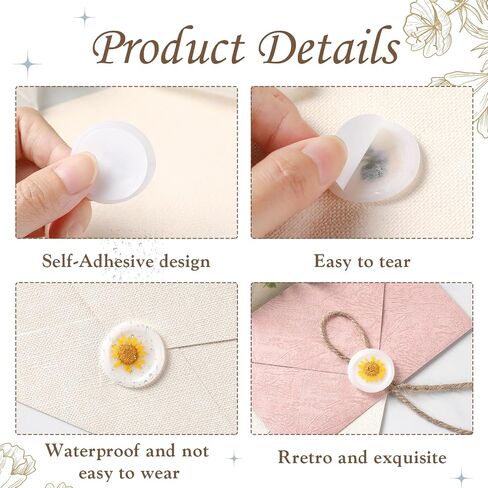 30 Pcs Dry Floral Wax Seal Stickers, Pink Floral Envelope Seals, Self Adhesive Dried Flower Wax Seal for Wedding Invitations, Gift Wrap, Bridal Shower Party (Pink Baby's Breath) in Saudi Arabia