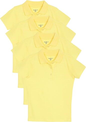Studio 3 Girls' 4-Pack Soft Jersey Short Sleeve Polo Shirts in Kuwait
