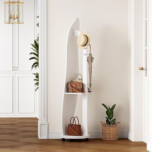 Full Length Mirror, Full Body Mirror Floor Mirror with Coat Rack with Wheels, Large Mirror Free Standing Mirror with Clothes Rack for Living Room, Bedroom and Apartment. in Saudi Arabia