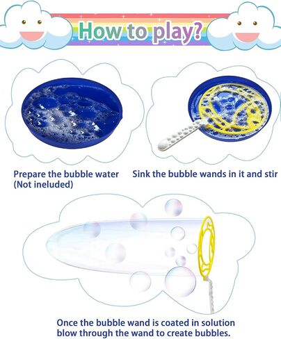 Giant Bubble Wands, Big Bubble Wands Toys Set with Tray Bulk Funny Bubbles Maker for Kids Toddlers Adults Summer Outdoor Activities Birthday Gifts Bubble Party Favors, 22 Pcs in Saudi Arabia