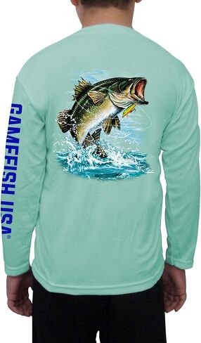 GAMEFISH USA Kid's UPF 50 Long Sleeve Microfiber Moisture Wicking Performance Fishing Shirt Bass in Saudi Arabia
