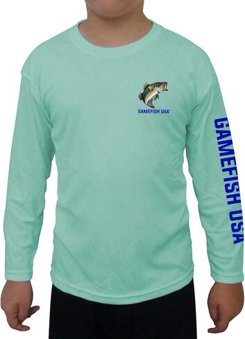 GAMEFISH USA Kid's UPF 50 Long Sleeve Microfiber Moisture Wicking Performance Fishing Shirt Bass in Saudi Arabia