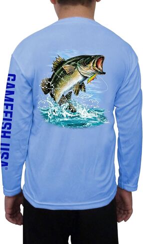 GAMEFISH USA Kid's UPF 50 Long Sleeve Microfiber Moisture Wicking Performance Fishing Shirt Bass in Saudi Arabia