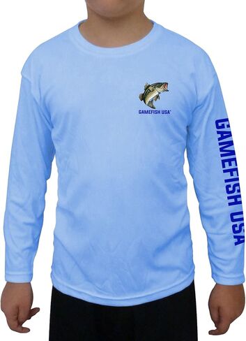 GAMEFISH USA Kid's UPF 50 Long Sleeve Microfiber Moisture Wicking Performance Fishing Shirt Bass in Saudi Arabia