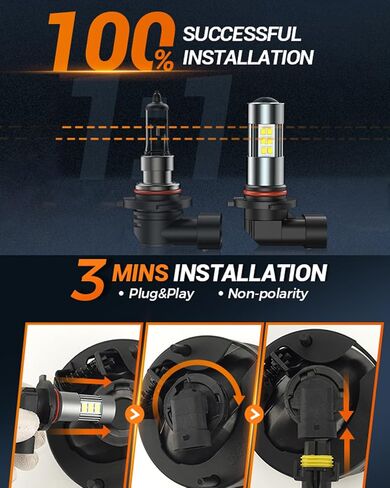 SEALIGHT 9006/HB4 LED Fog Light Bulbs, 360° Illumination 9006 HB4 Fog Lights LED for Car, 6000K Xenon White, 5MINS Plug-and-Play, Pack of 2 in Saudi Arabia
