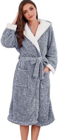 HEARTNICE Womens Hooded Plush Robes Soft Warm Long Bathrobe for Women Fluffy Winter Loungewear in Saudi Arabia