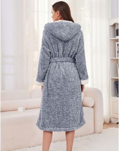 HEARTNICE Womens Hooded Plush Robes Soft Warm Long Bathrobe for Women Fluffy Winter Loungewear in Saudi Arabia