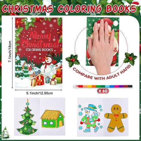 Zhanmai 60 Pack Christmas Coloring Books Bulk with 60 PCS Colored Crayon Mini Coloring Book Xmas Coloring Books Holiday Coloring Gifts Books for Girls Boys Holiday Xmas Present 10 Style(Christmas) in Saudi Arabia