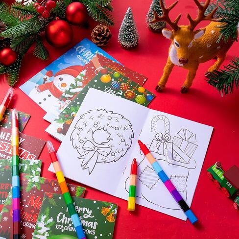 Zhanmai 60 Pack Christmas Coloring Books Bulk with 60 PCS Colored Crayon Mini Coloring Book Xmas Coloring Books Holiday Coloring Gifts Books for Girls Boys Holiday Xmas Present 10 Style(Christmas) in Saudi Arabia