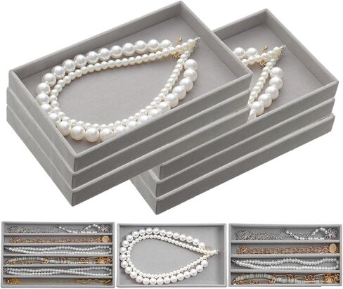 Jewelry Organizer Trays for Necklace, Velvet Necklace Tray Necklace Displays for Selling Chains Showcase Storage Organizer (Beige) in Kuwait