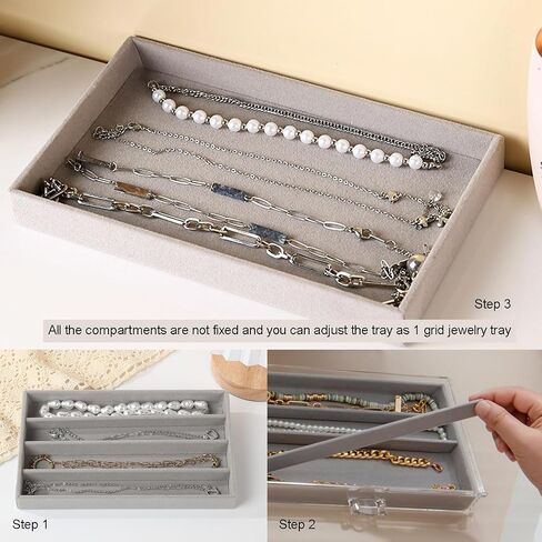 Jewelry Organizer Trays for Necklace, Velvet Necklace Tray Necklace Displays for Selling Chains Showcase Storage Organizer (Beige) in Kuwait