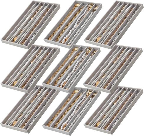 Jewelry Organizer Trays for Necklace, Velvet Necklace Tray Necklace Displays for Selling Chains Showcase Storage Organizer (Beige) in Kuwait