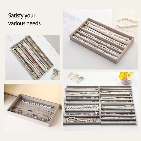 Jewelry Organizer Trays for Necklace, Velvet Necklace Tray Necklace Displays for Selling Chains Showcase Storage Organizer (Beige) in Kuwait