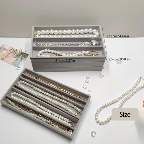 Jewelry Organizer Trays for Necklace, Velvet Necklace Tray Necklace Displays for Selling Chains Showcase Storage Organizer (Beige) in Kuwait