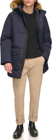 Tommy Hilfiger Men's Arctic Cloth Heavyweight Performance Parka Down Alternative Fur Lined Hood Outerwear Coat in Saudi Arabia