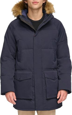 Tommy Hilfiger Men's Arctic Cloth Heavyweight Performance Parka Down Alternative Fur Lined Hood Outerwear Coat in Saudi Arabia
