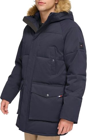 Tommy Hilfiger Men's Arctic Cloth Heavyweight Performance Parka Down Alternative Fur Lined Hood Outerwear Coat in Saudi Arabia
