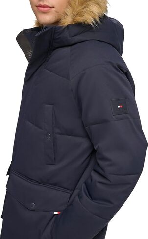 Tommy Hilfiger Men's Arctic Cloth Heavyweight Performance Parka Down Alternative Fur Lined Hood Outerwear Coat in Saudi Arabia