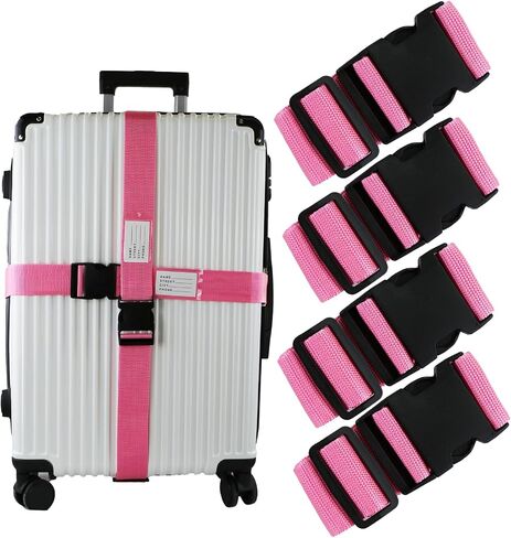 Ferris 4 Pack Luggage Straps TSA Approved - Adjustable Luggage Strap Luggage Belt Strap Suitcase Belt Strap Luggage Straps for Suitcases Bag Straps with Buckle Closure, Accessory for Travel (Green) in Saudi Arabia