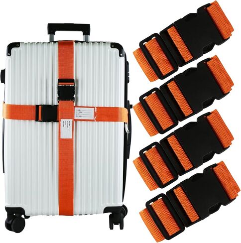 Ferris 4 Pack Luggage Straps TSA Approved - Adjustable Luggage Strap Luggage Belt Strap Suitcase Belt Strap Luggage Straps for Suitcases Bag Straps with Buckle Closure, Accessory for Travel (Green) in Saudi Arabia