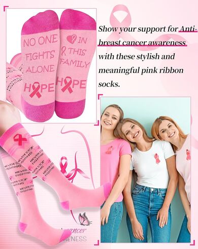 Breast Cancer Awareness Socks Get Well Soon Gifts for Women Pink Breast Cancer Socks for Women Pink Ribbon Socks in Saudi Arabia